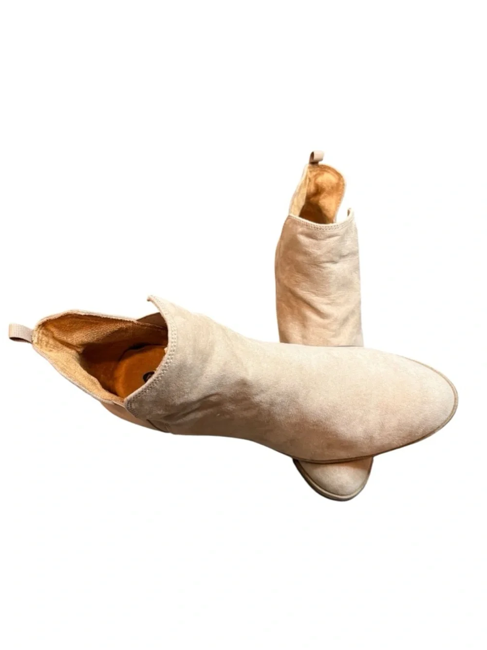 Dr. Scholl’s Tan Suede Ankle Booties Size 10M Block Heel Comfort Chelsea Boots - Picture 4 of 10